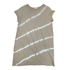 Gap Relaxed Pocket T-shirt Dress Beige White Tie Dye